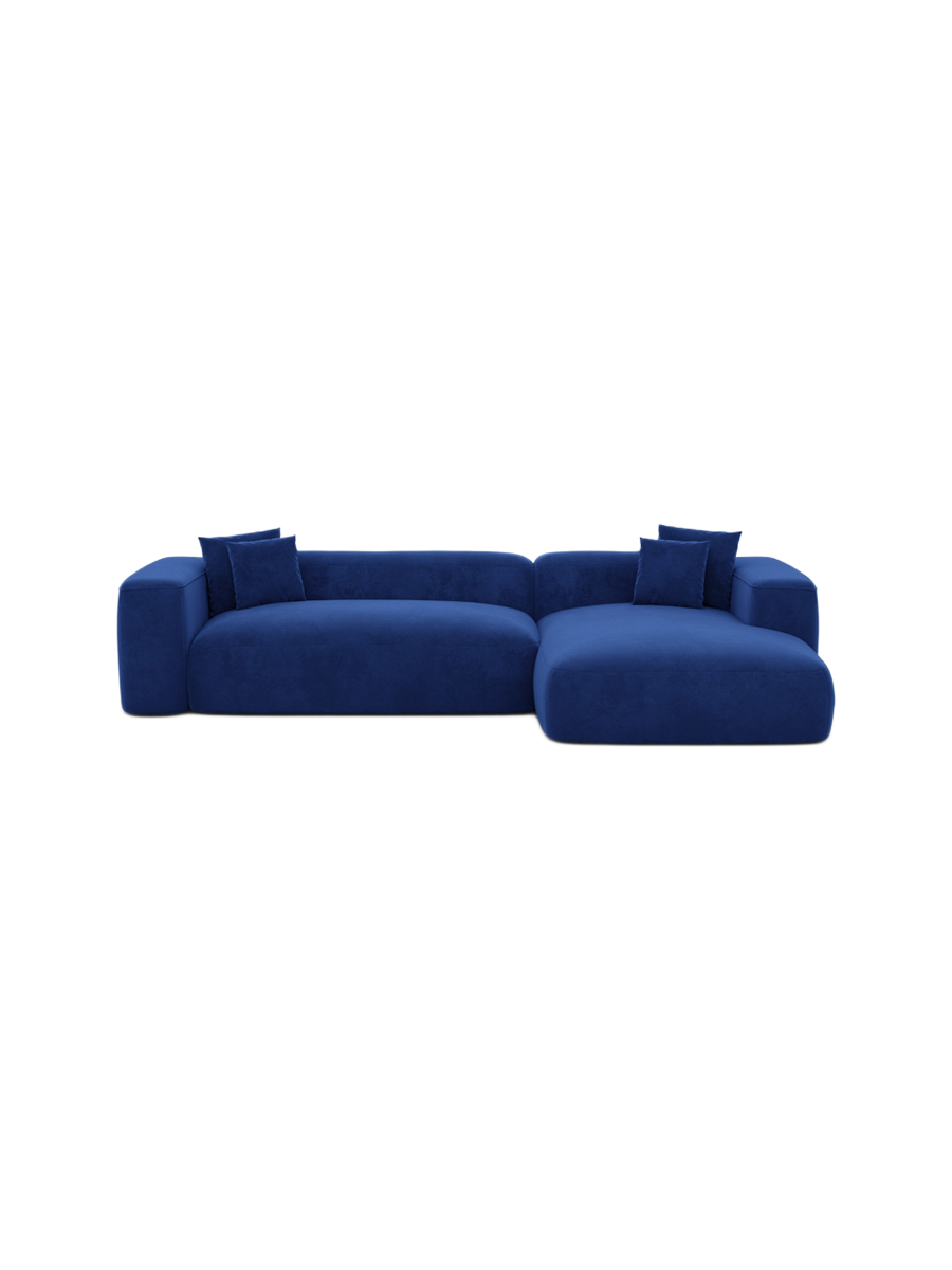 
4-Sitzer Design Ecksofa „CLevante“ mit Samtbezug - Samtbezug Königsblau / Eckteil links