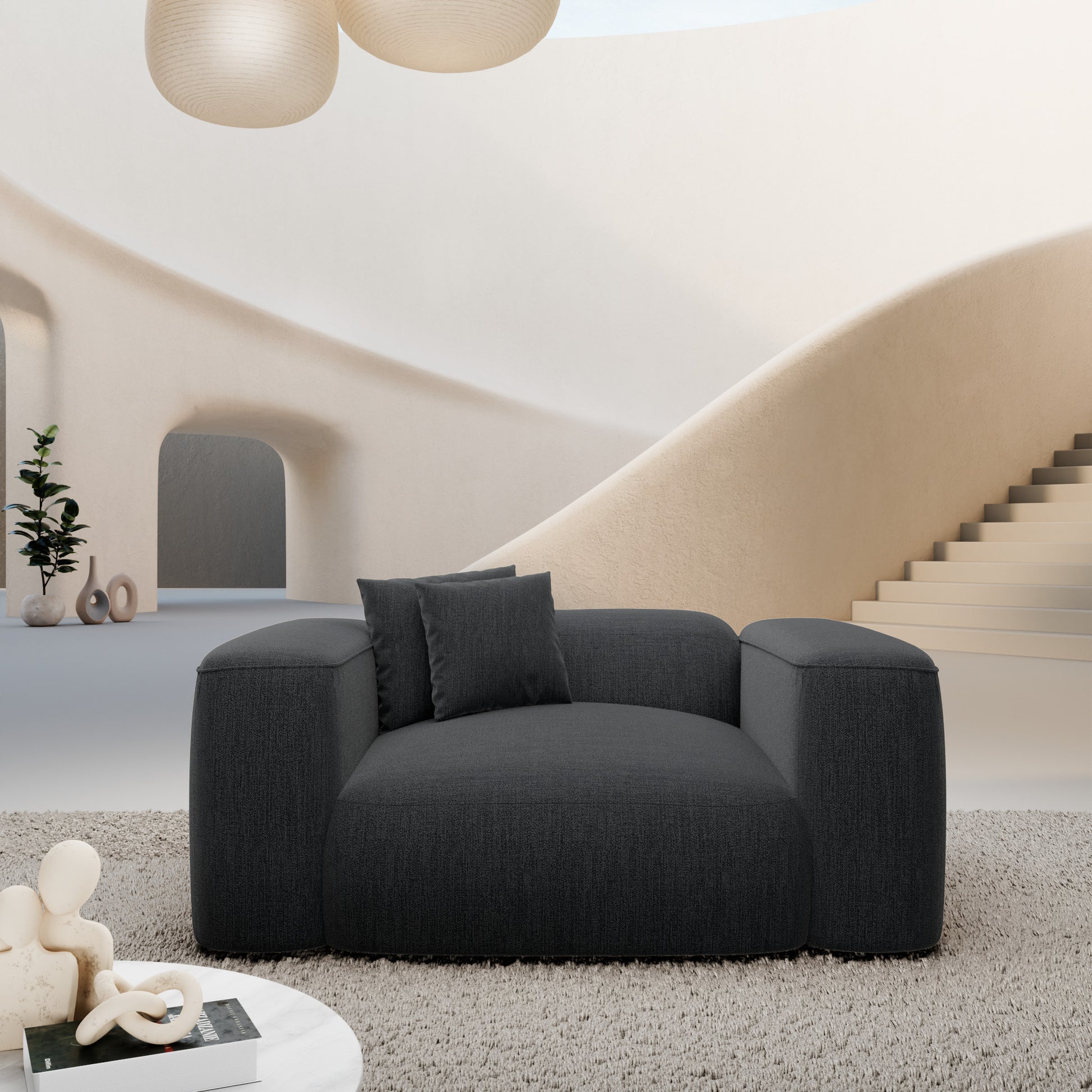 
Design Loungesessel „CLevante“ mit Strukturstoff-Bezug - Strukturstoff Anthrazit