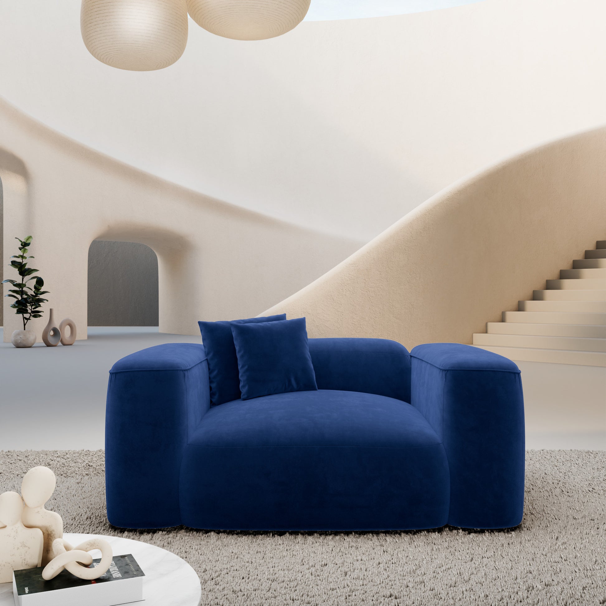 
Design Loungesessel „CLevante“ mit Samtbezug - Samtbezug Königsblau