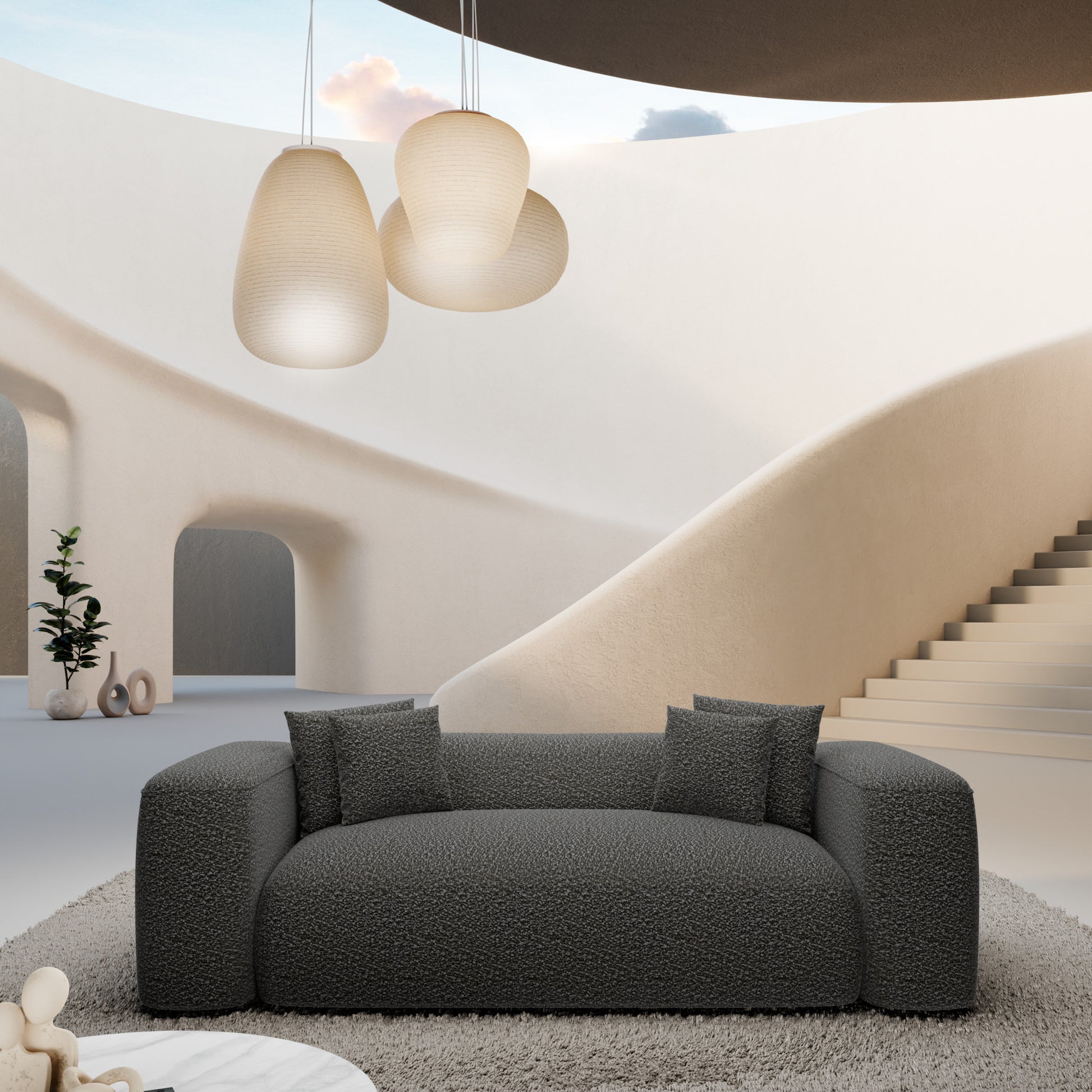 
2-Sitzer Design Sofa „CLevante“ mit Bouclé-Bezug - Bouclé Graphit