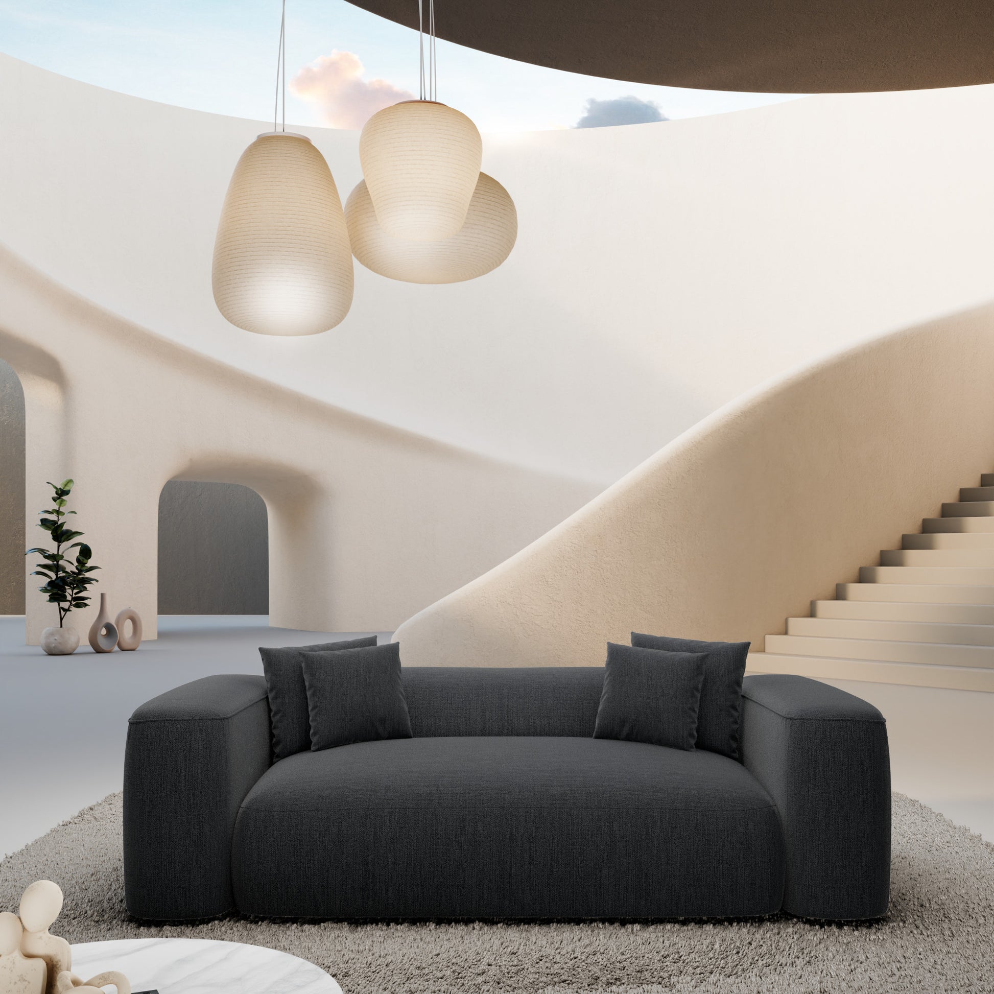
2-Sitzer Design Sofa „CLevante“ mit Strukturstoff-Bezug - Strukturstoff Anthrazit