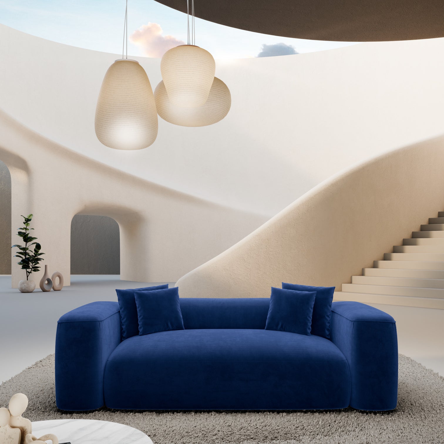 
Canapé design 2 places « CLevante » avec revêtement en velours - Revêtement en velours Königsblau