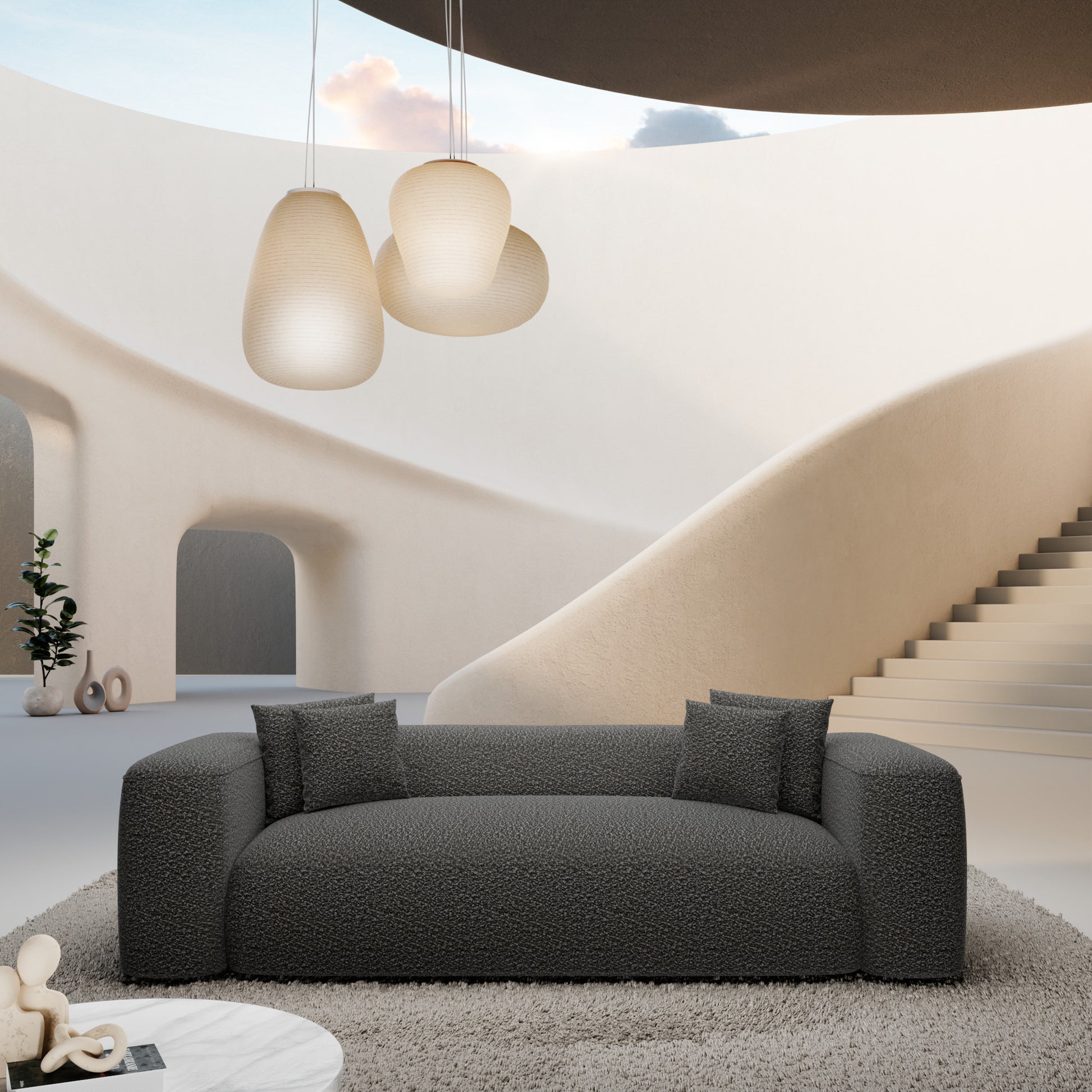 
3-Sitzer Design Sofa „CLevante“ mit Bouclé-Bezug - Bouclé Graphit