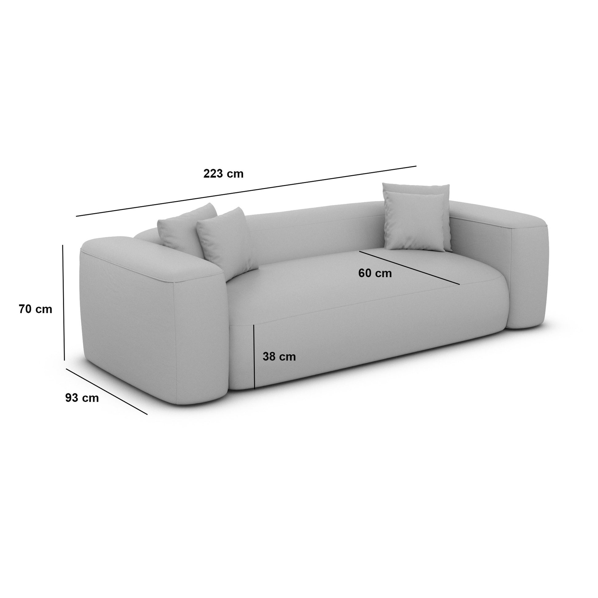 
3-Sitzer Design Sofa „CLevante“ mit Bouclé-Bezug - Bouclé Graphit