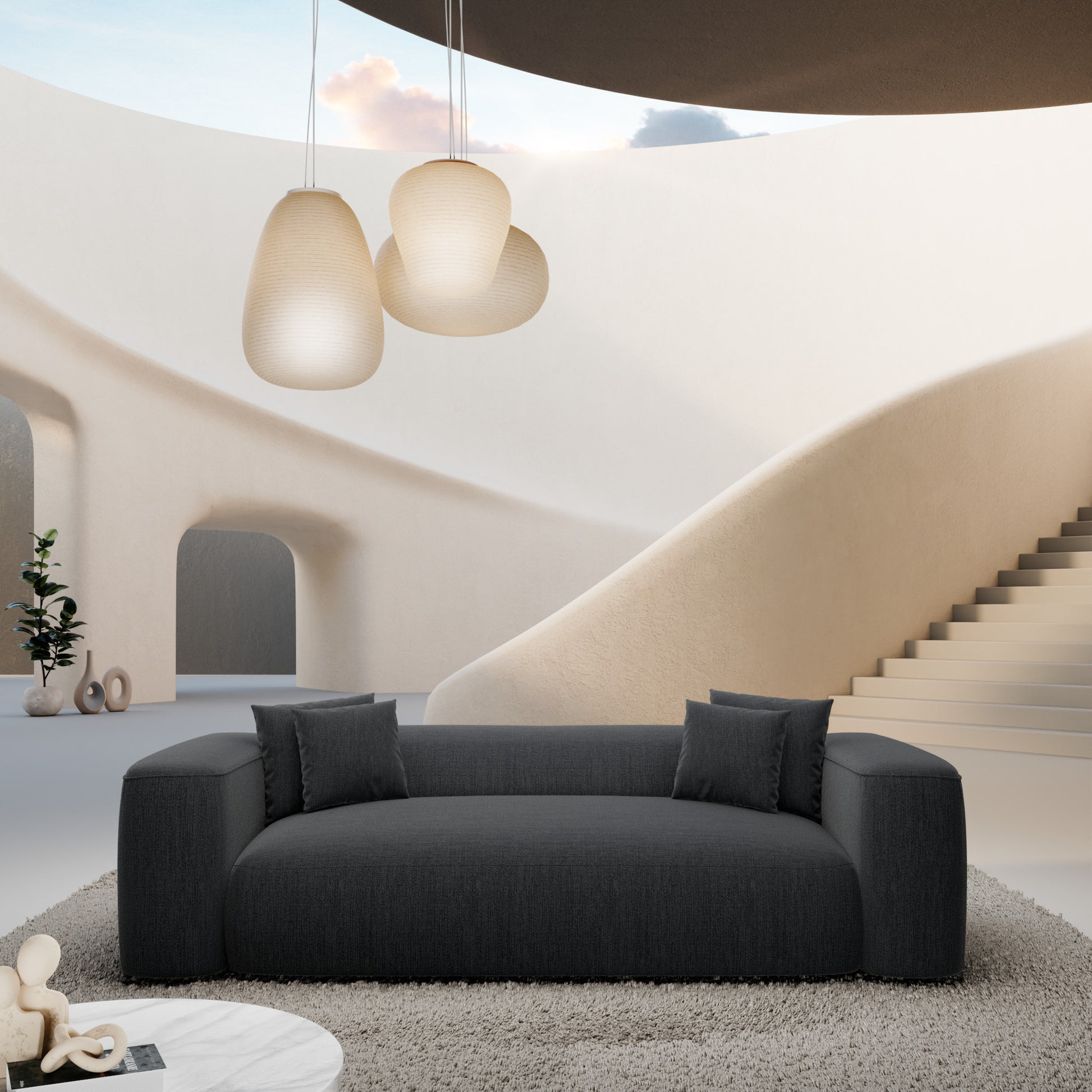 
3-Sitzer Design Sofa „CLevante“ mit Strukturstoff-Bezug - Strukturstoff Anthrazit