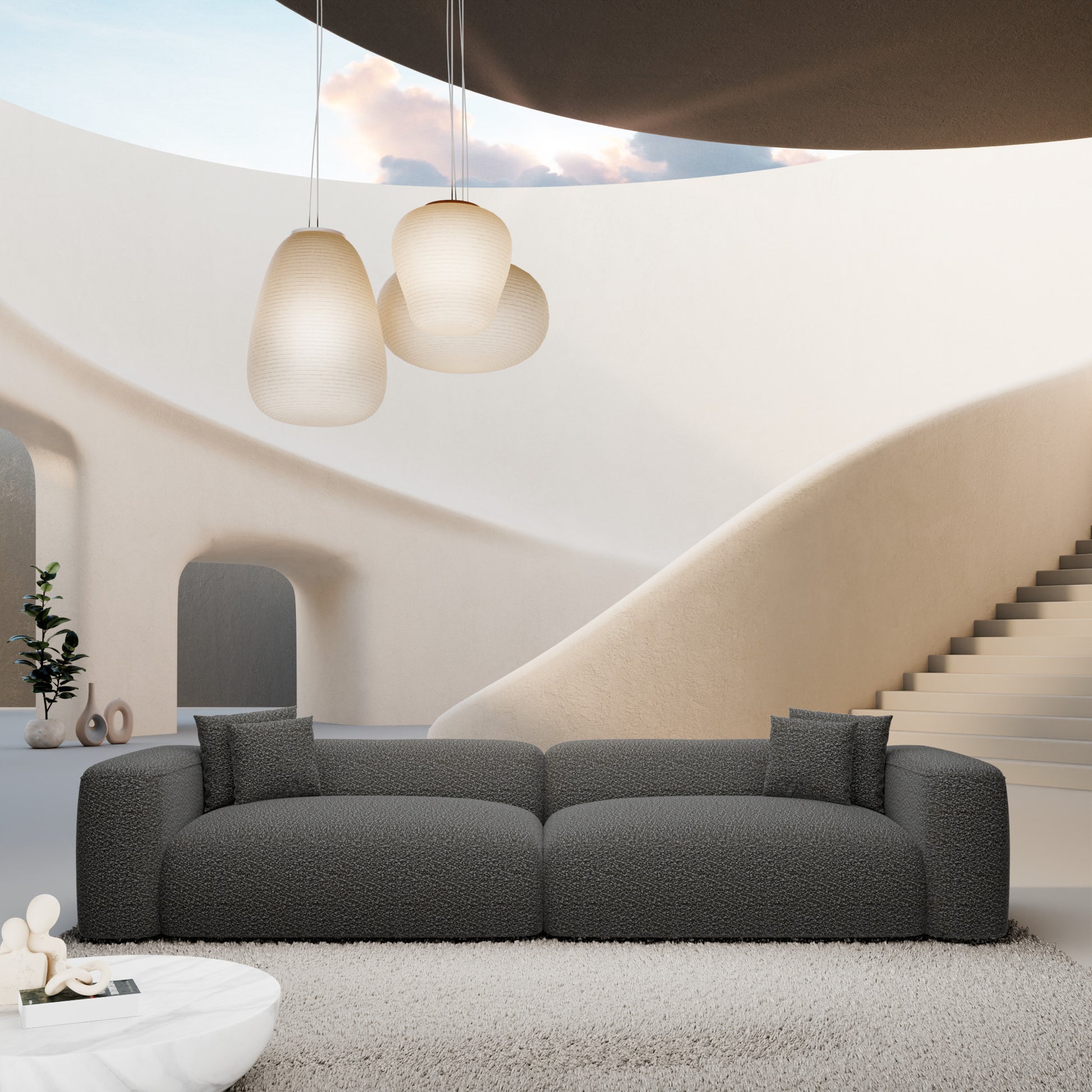 
4-Sitzer Design Sofa „CLevante“ mit Bouclé-Bezug - Bouclé Graphit