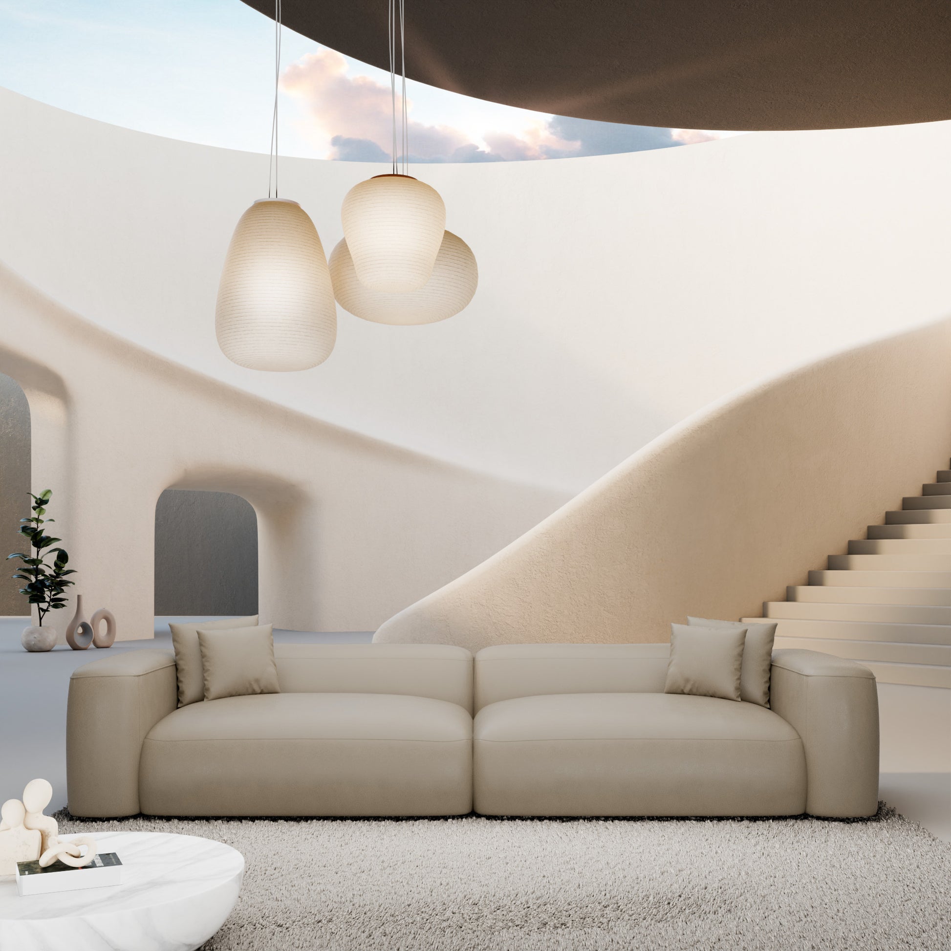 
4-Sitzer Design Echtleder Sofa „CLevante“ - Echtleder Beige