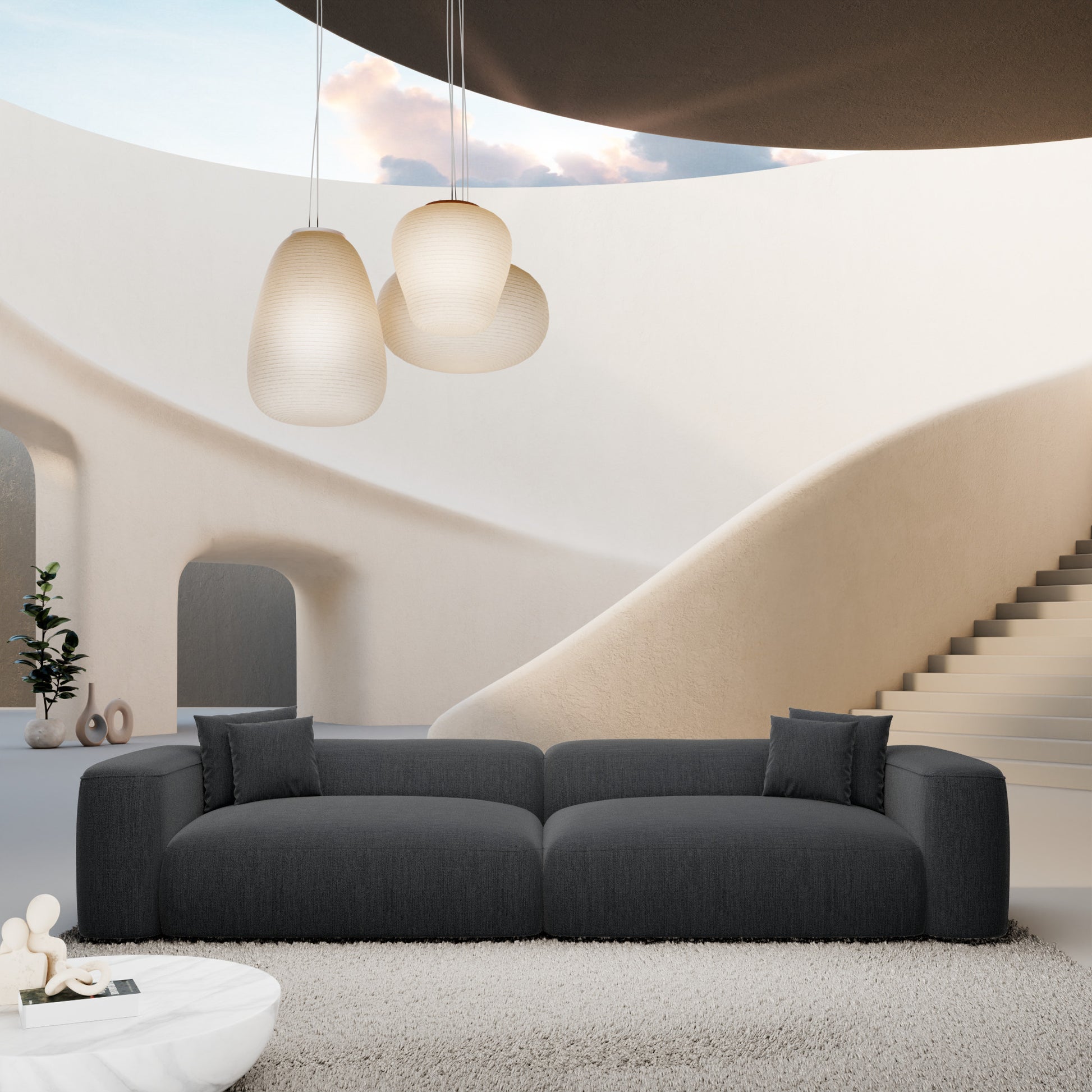 
4-Sitzer Design Sofa „CLevante“ mit Strukturstoff-Bezug - Strukturstoff Anthrazit