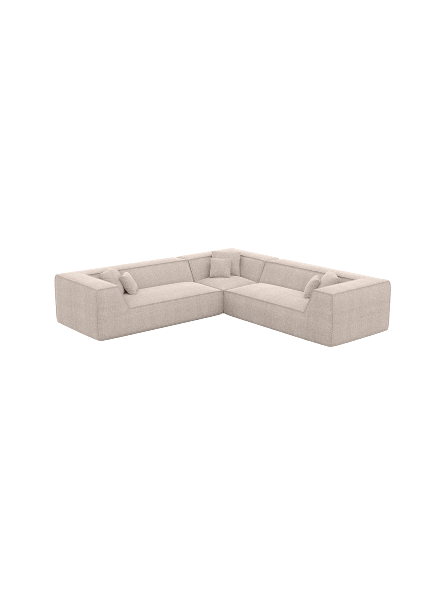 
5-Sitzer Design Ecksofa „Lorenza“ mit Strukturstoff-Bezug - Strukturstoff Beige