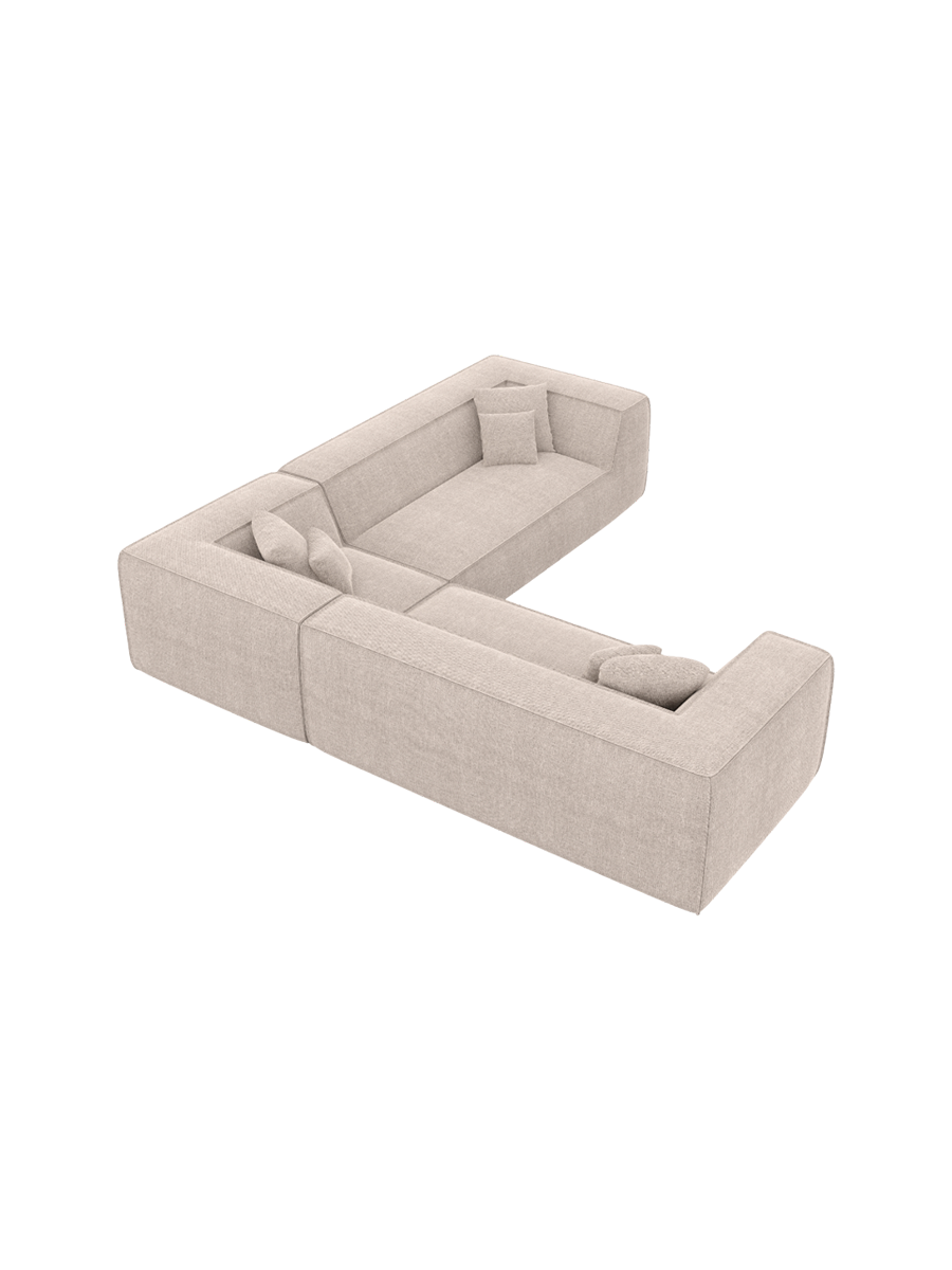 
5-Sitzer Design Ecksofa „Lorenza“ mit Strukturstoff-Bezug - Strukturstoff Beige