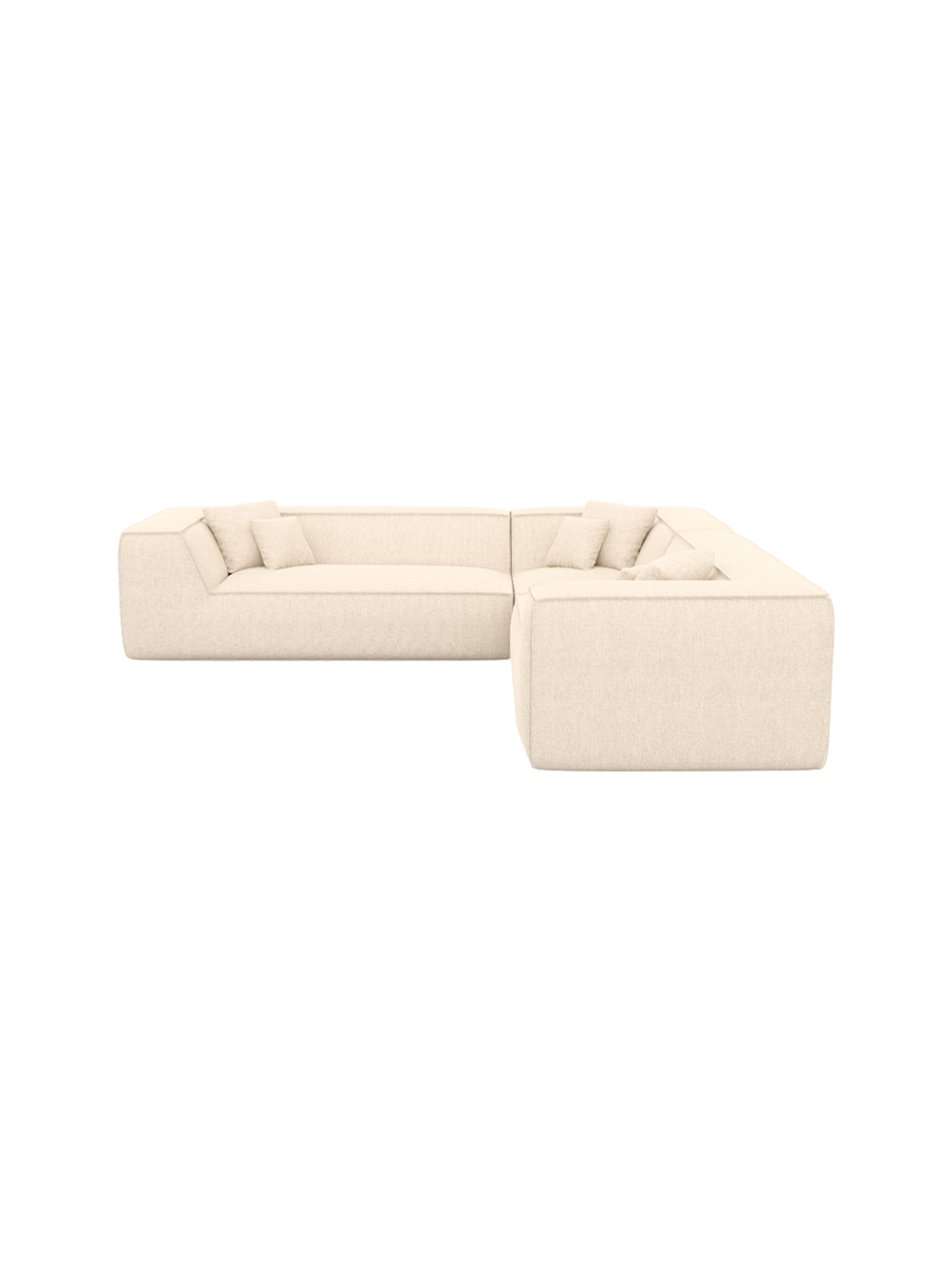 
5-Sitzer Design Ecksofa „Lorenza“ mit Strukturstoff-Bezug - Strukturstoff Beige