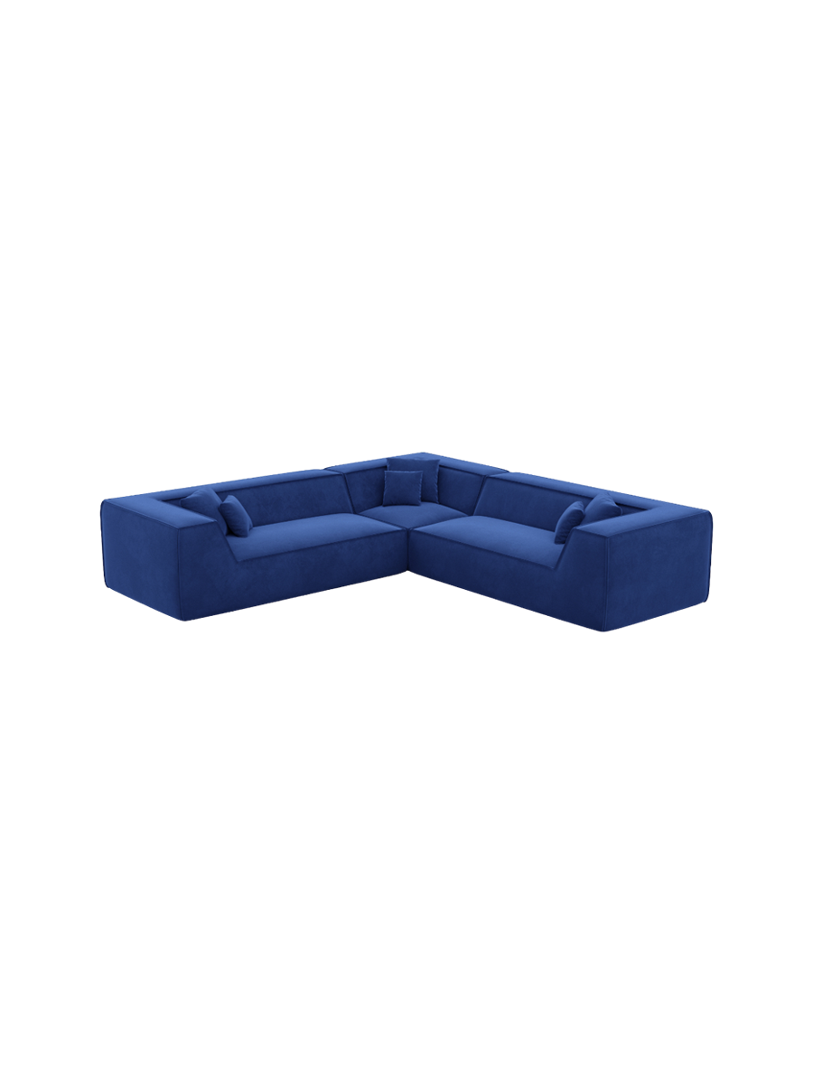 
5-Sitzer Design Ecksofa „Lorenza“ mit Samtbezug - Samtbezug Königsblau