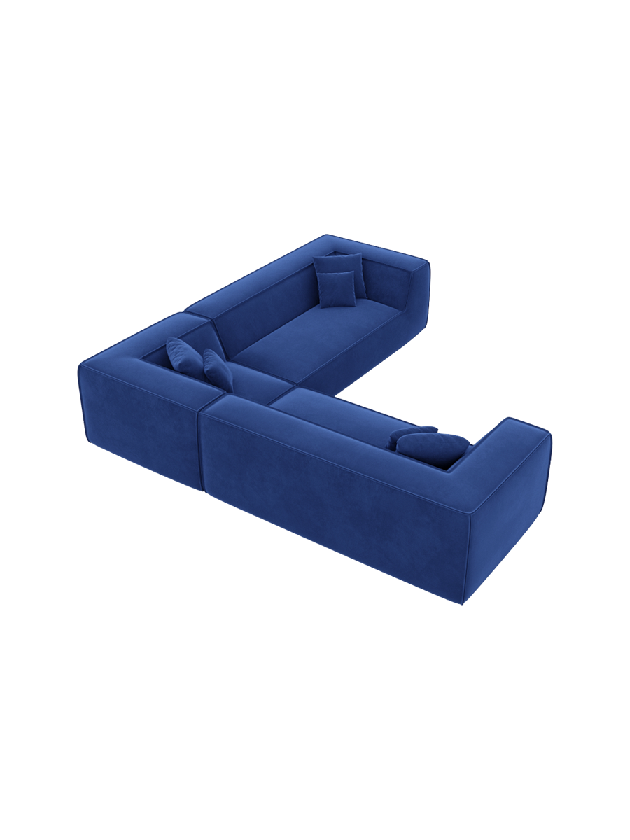 
5-Sitzer Design Ecksofa „Lorenza“ mit Samtbezug - Samtbezug Königsblau