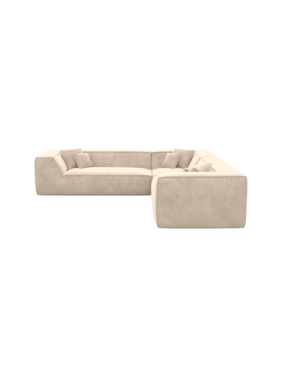 
5-Sitzer Design Ecksofa „Lorenza“ mit Samtbezug - Samtbezug Königsblau