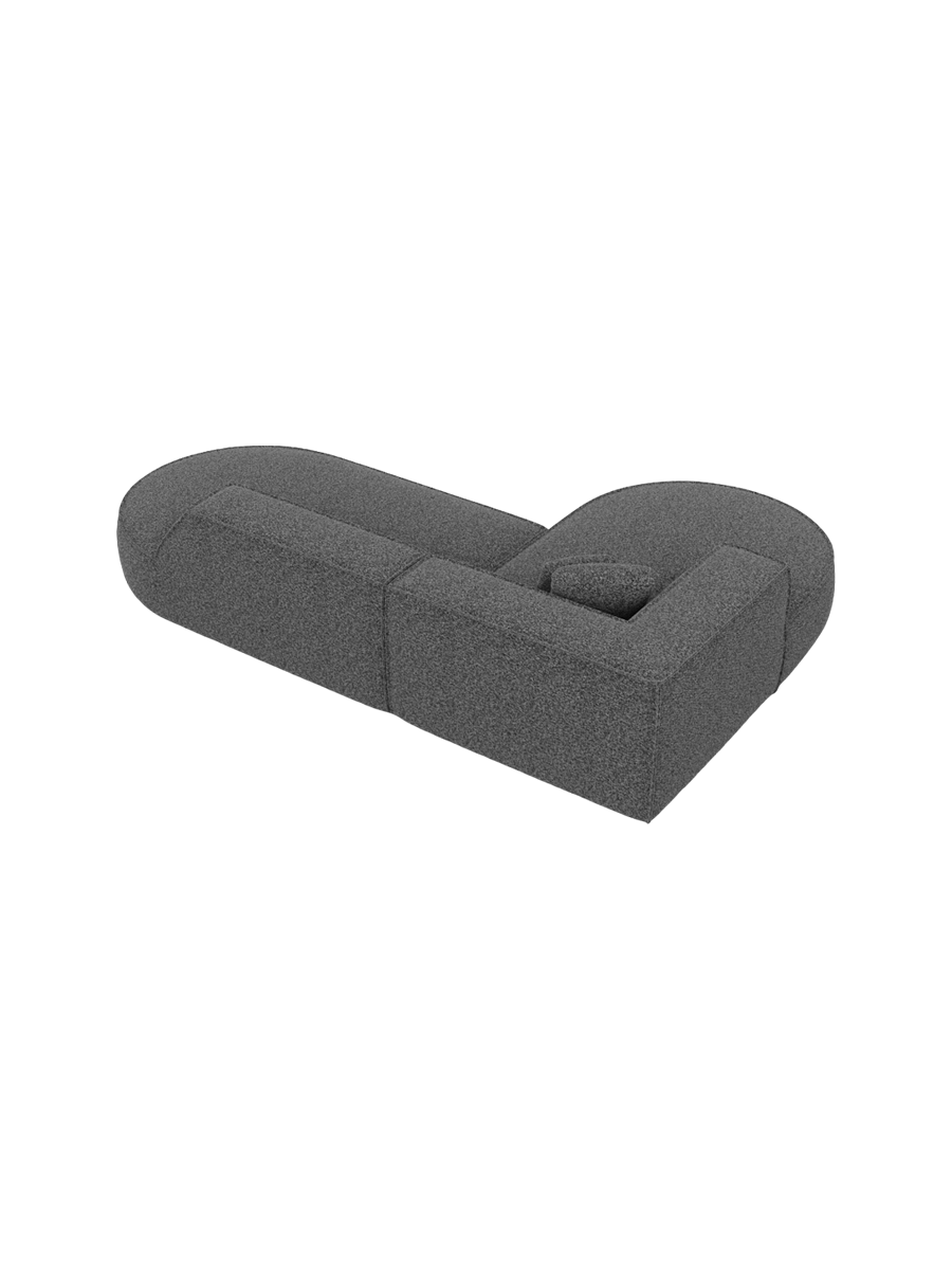 
4-Sitzer Design Ecksofa „Lorenza Lounge“ mit Bouclé-Bezug - Bouclé Graphit / Eckteil links