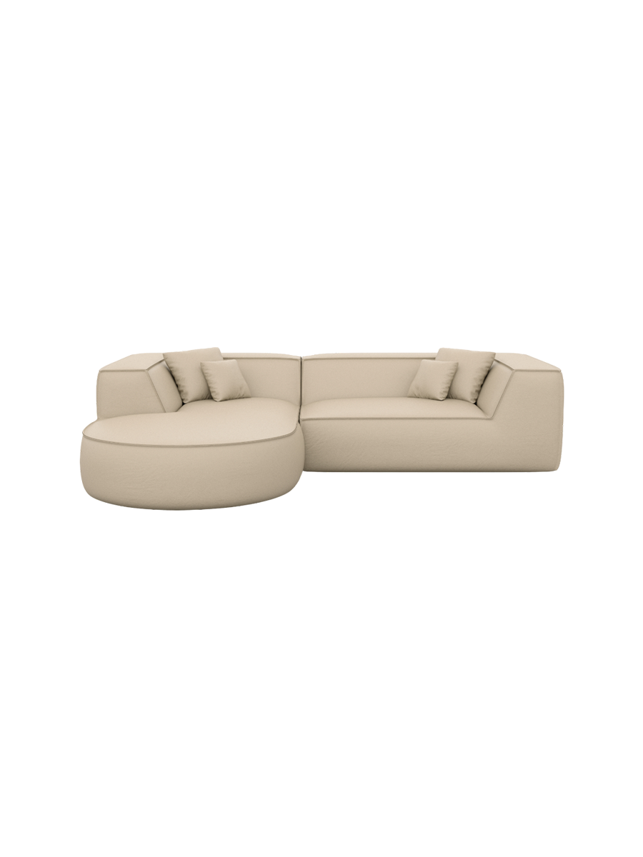 
4-Sitzer Design Echtleder Ecksofa „Lorenza Lounge“ - Echtleder Beige / Eckteil links