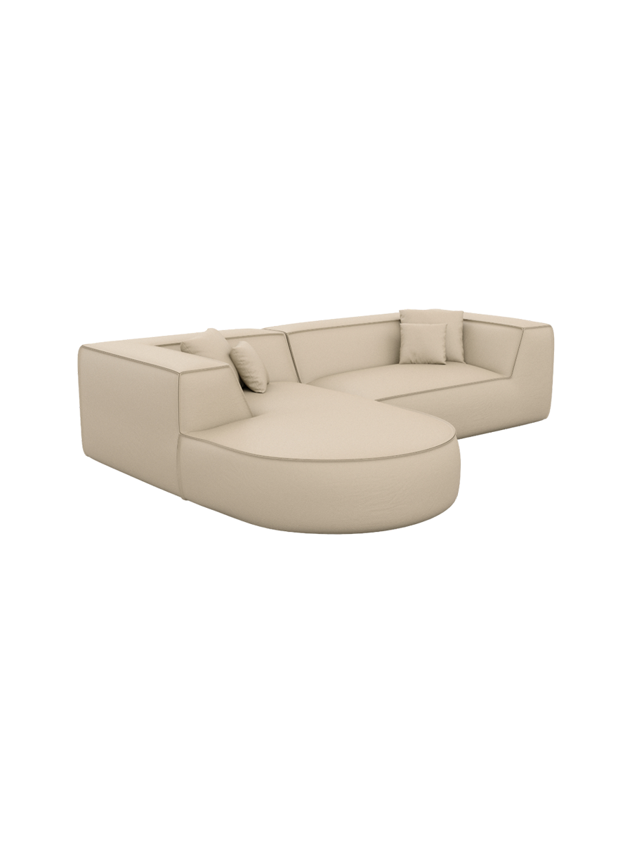 
4-Sitzer Design Echtleder Ecksofa „Lorenza Lounge“ - Echtleder Beige / Eckteil links
