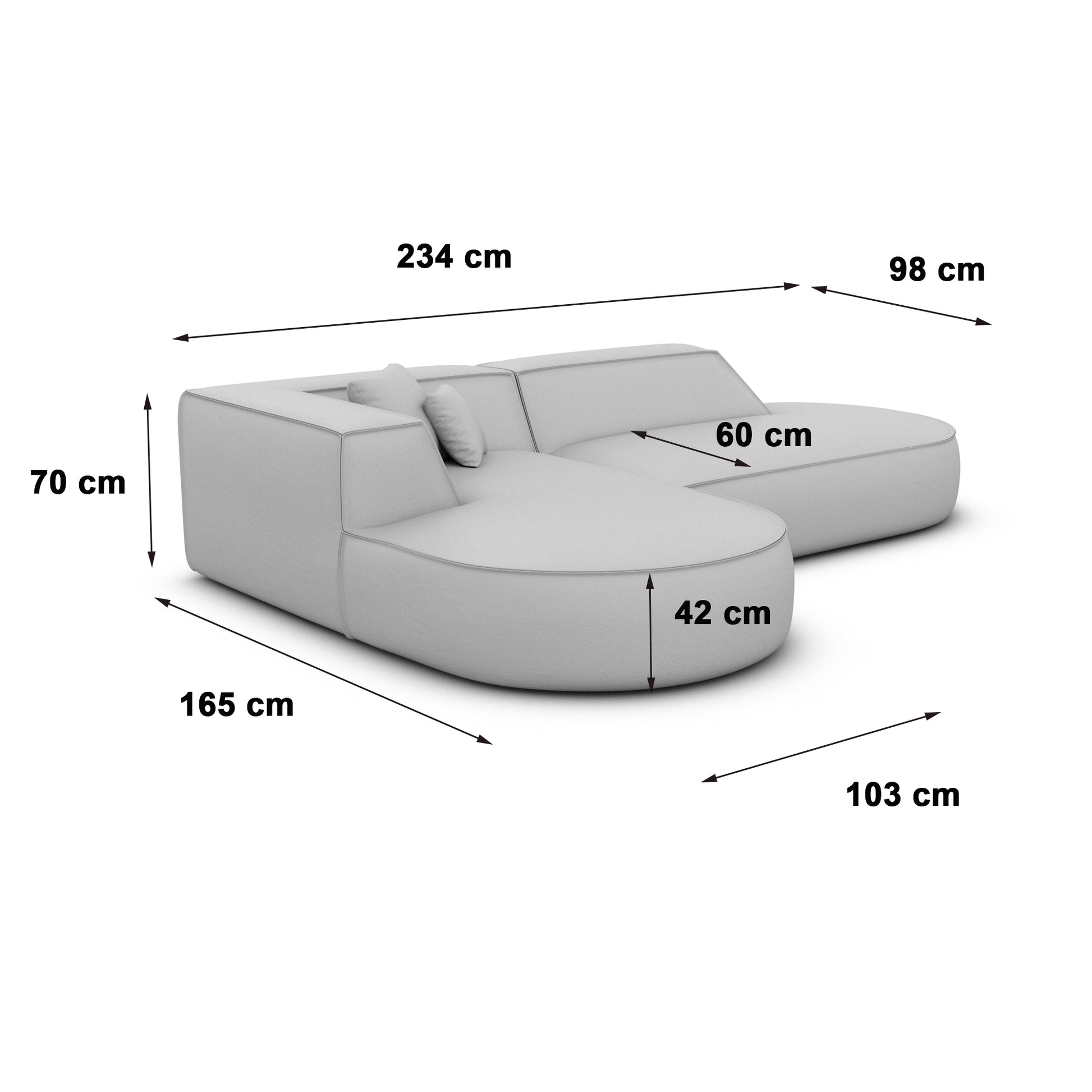 
4-Sitzer Design Ecksofa „Lorenza Lounge“ mit Strukturstoff-Bezug - Strukturstoff Beige / Eckteil links