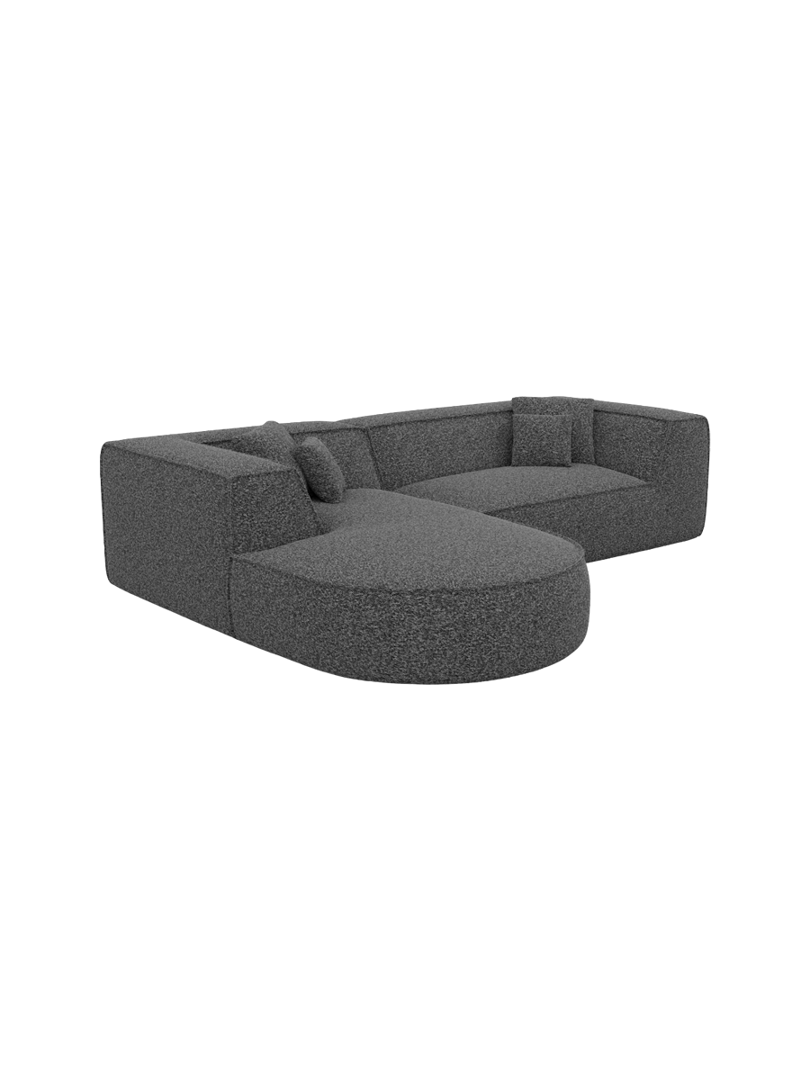 
4-Sitzer Design Ecksofa „Lorenza“ mit Bouclé-Bezug - Bouclé Graphit / Eckteil links
