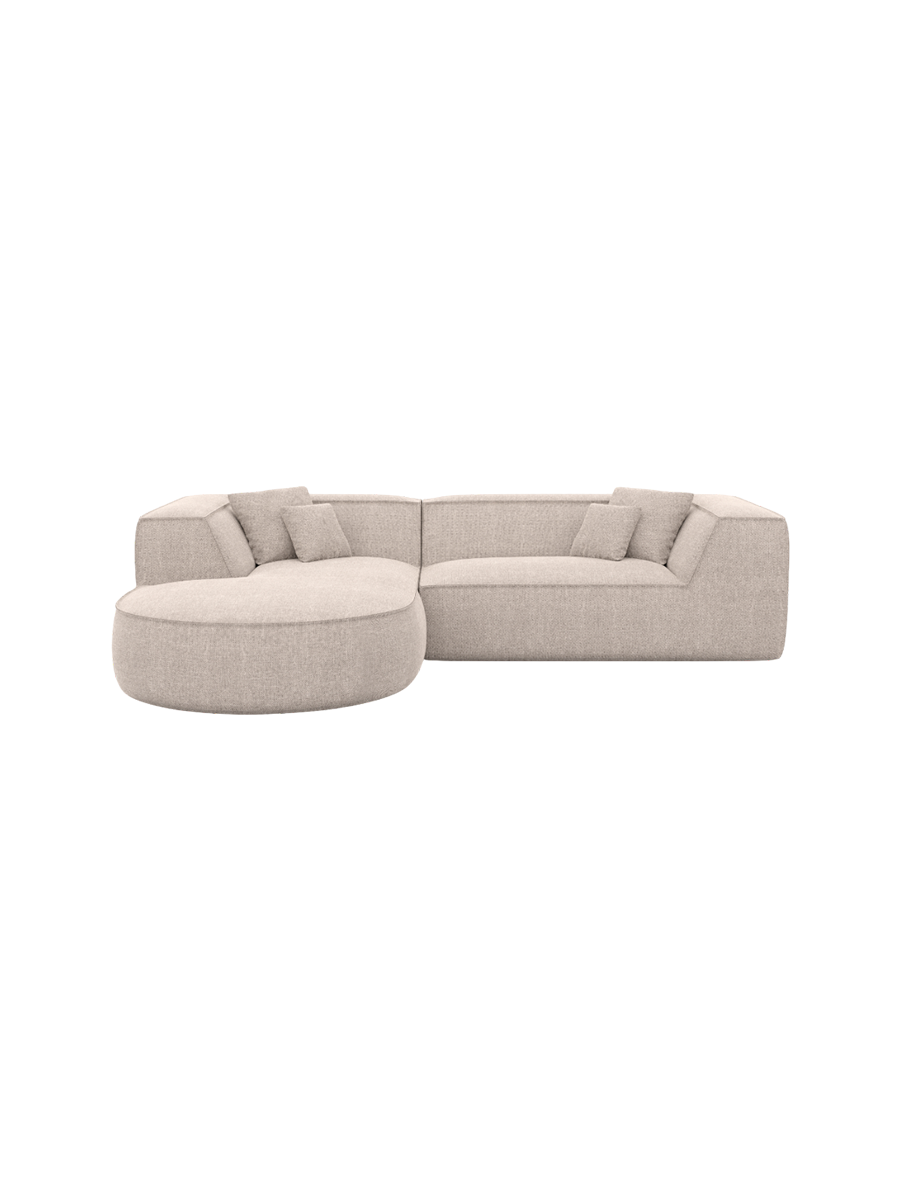 
4-Sitzer Design Ecksofa „Lorenza“ mit Strukturstoff-Bezug - Strukturstoff Beige / Eckteil links