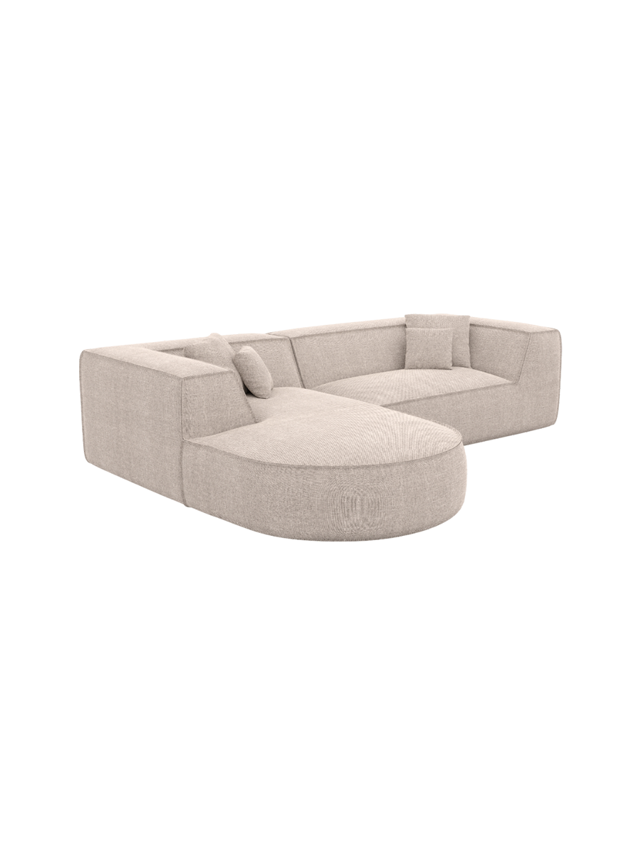 
4-Sitzer Design Ecksofa „Lorenza“ mit Strukturstoff-Bezug - Strukturstoff Beige / Eckteil links