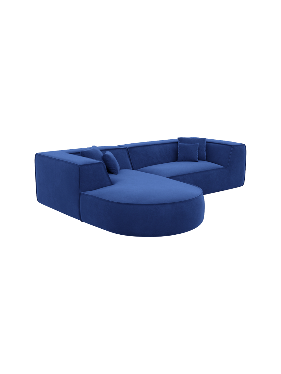 
4-Sitzer Design Ecksofa „Lorenza“ mit Samtbezug - Samtbezug Königsblau / Eckteil links
