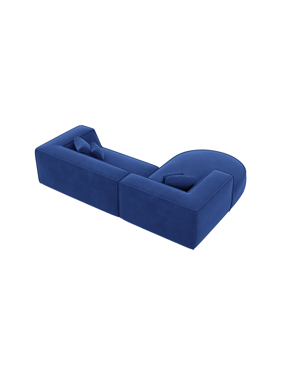 
4-Sitzer Design Ecksofa „Lorenza“ mit Samtbezug - Samtbezug Königsblau / Eckteil links