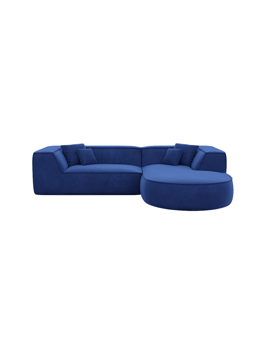 
4-Sitzer Design Ecksofa „Lorenza“ mit Samtbezug - Samtbezug Königsblau / Eckteil links
