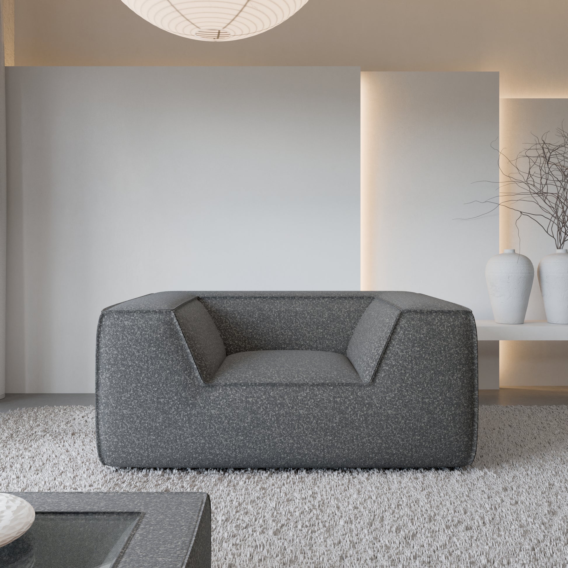 
Design Loungesessel „Lorenza“ mit Bouclé-Bezug - Bouclé Graphit