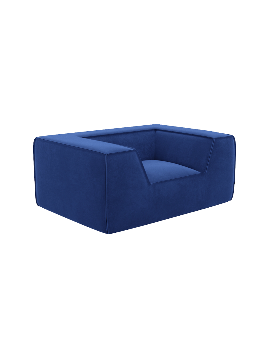 
Design Loungesessel „Lorenza“ mit Samtbezug - Samtbezug Königsblau