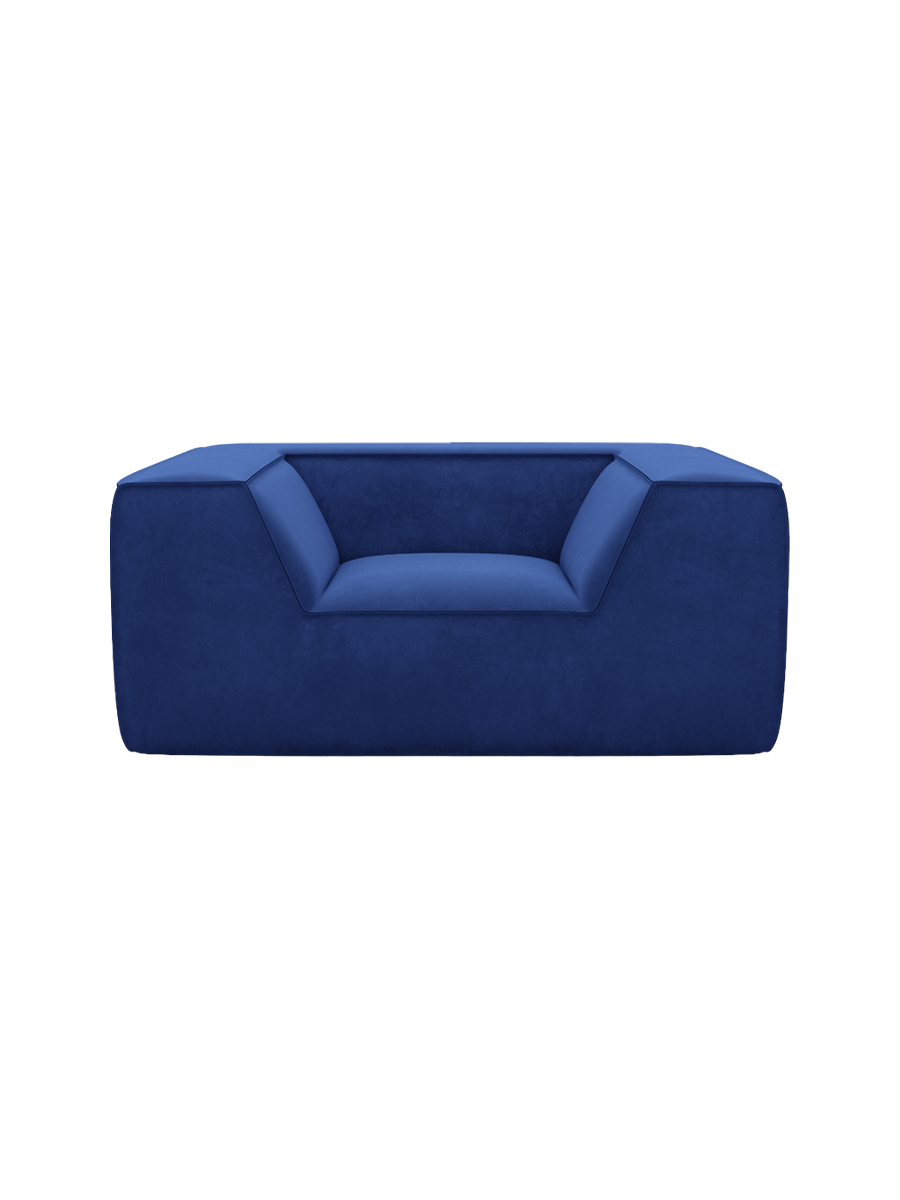 
Design Loungesessel „Lorenza“ mit Samtbezug - Samtbezug Königsblau