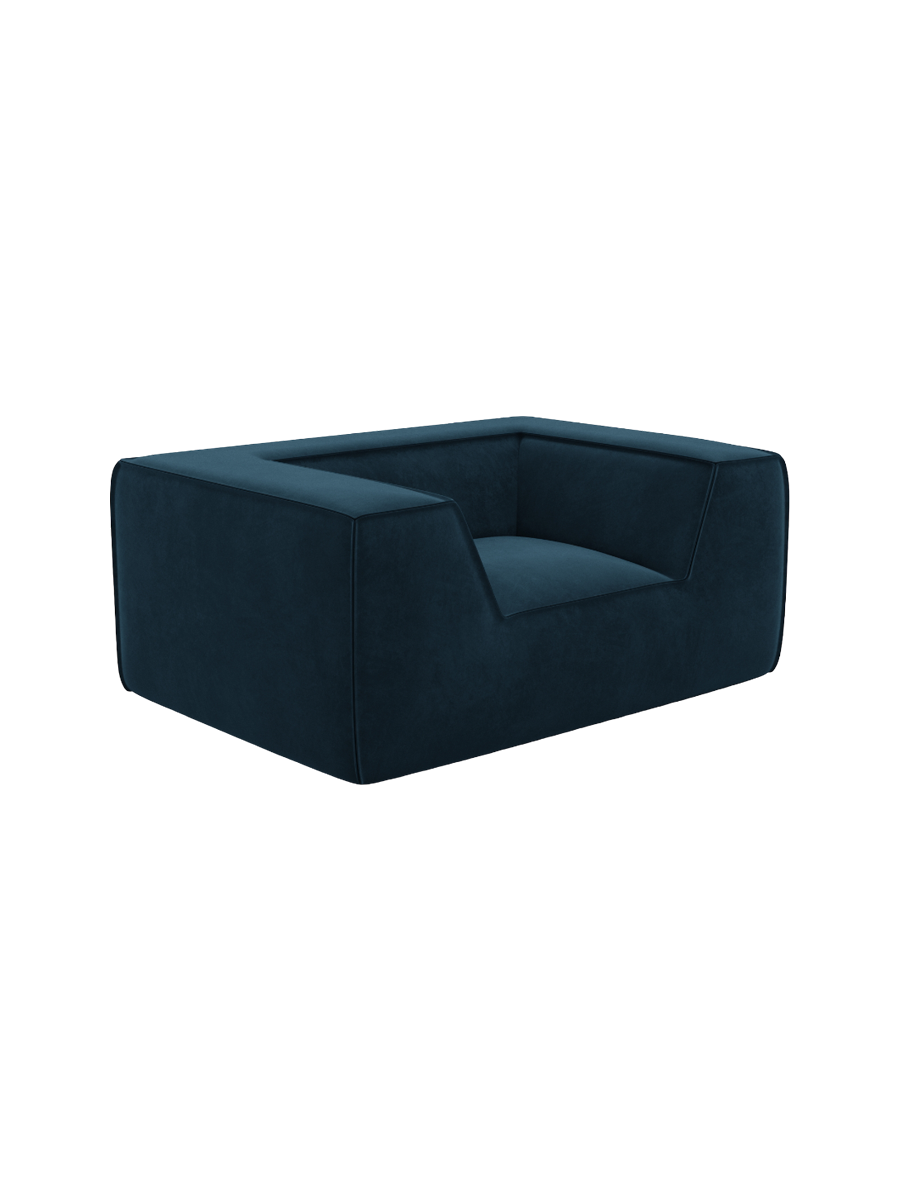
Design Loungesessel „Lorenza“ mit Samtbezug - Samtbezug Königsblau