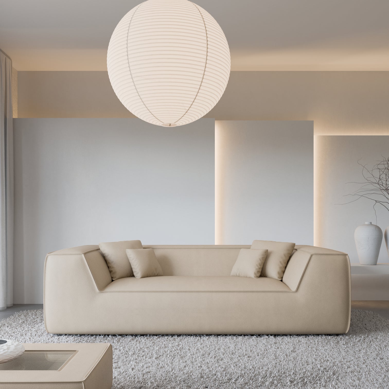 
Canapé design 3 places en cuir véritable « Lorenza » - Cuir véritable Beige