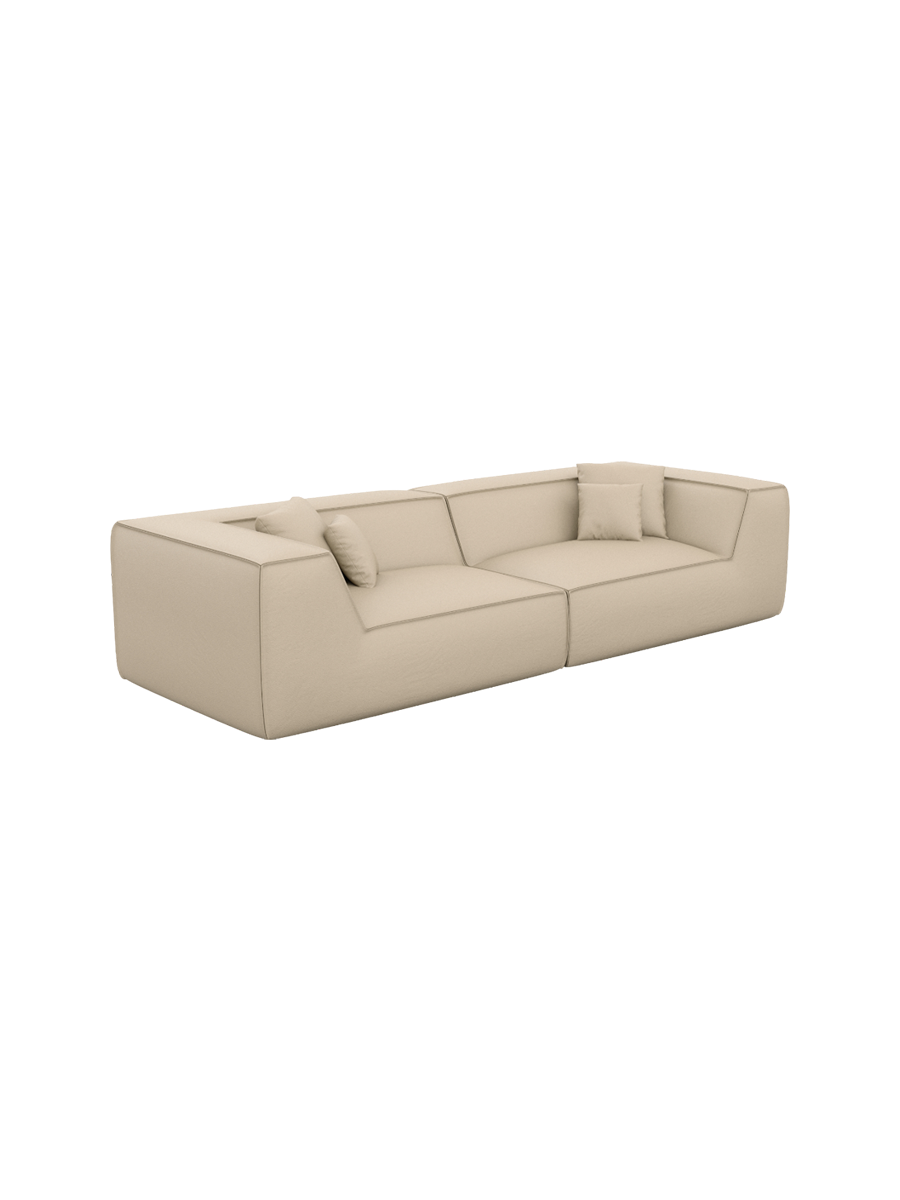 
4-Sitzer Design Echtleder Sofa „Lorenza“ - Echtleder Beige
