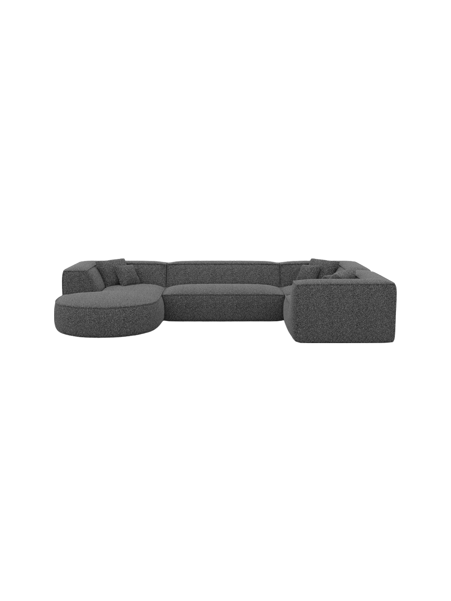 
7-Sitzer Design Panorama-Sofa „Lorenza XL“ mit Bouclé-Bezug - Bouclé Graphit / Lange Seite links