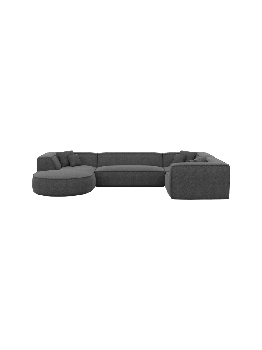 
6-Sitzer Design Panorama-Sofa „Lorenza XL“ mit Strukturstoff-Bezug - Strukturstoff Beige / Lange Seite links