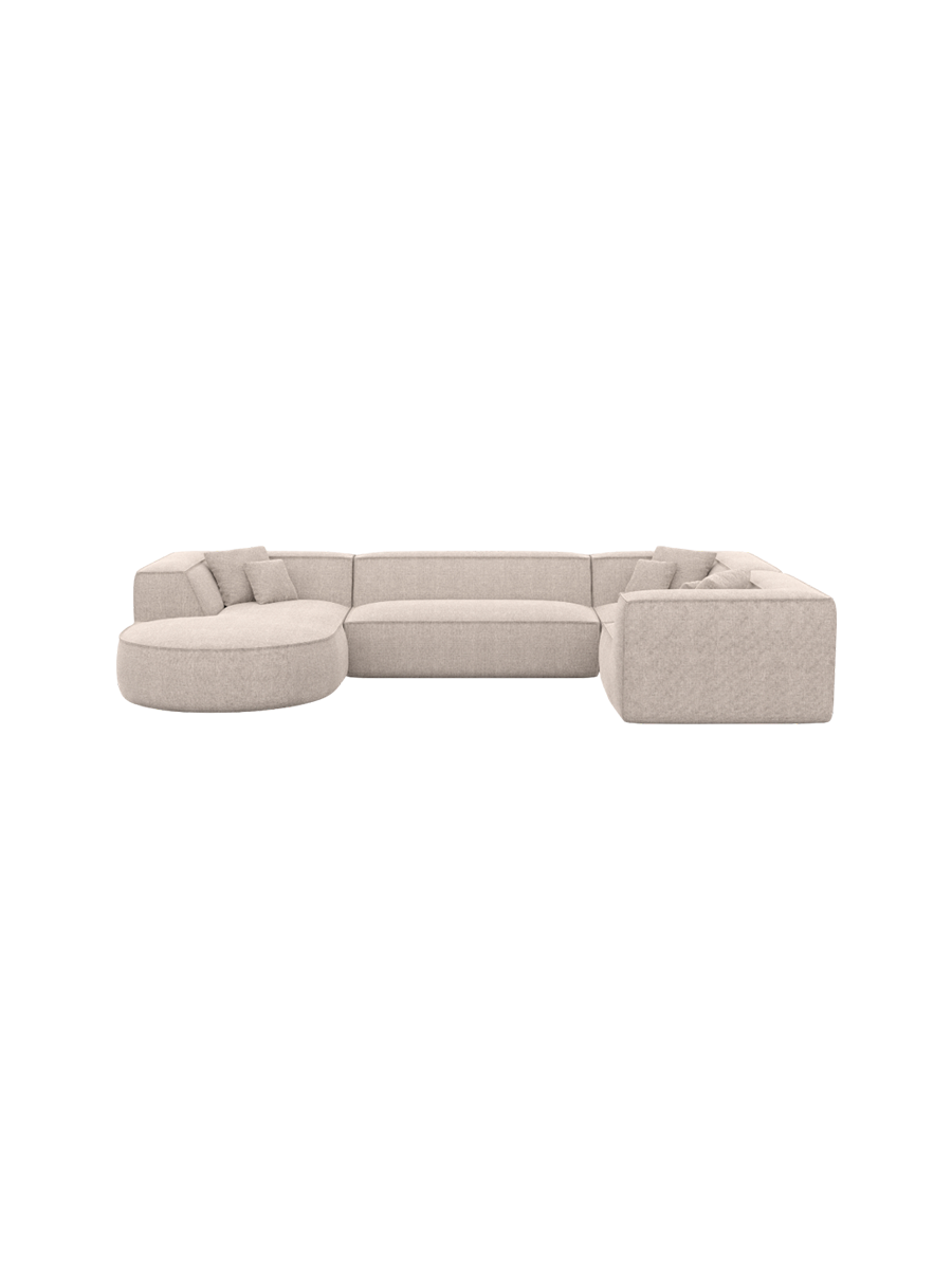 
6-Sitzer Design Panorama-Sofa „Lorenza XL“ mit Strukturstoff-Bezug - Strukturstoff Beige / Lange Seite links