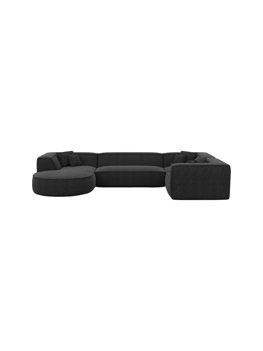 
6-Sitzer Design Panorama-Sofa „Lorenza XL“ mit Strukturstoff-Bezug - Strukturstoff Beige / Lange Seite links