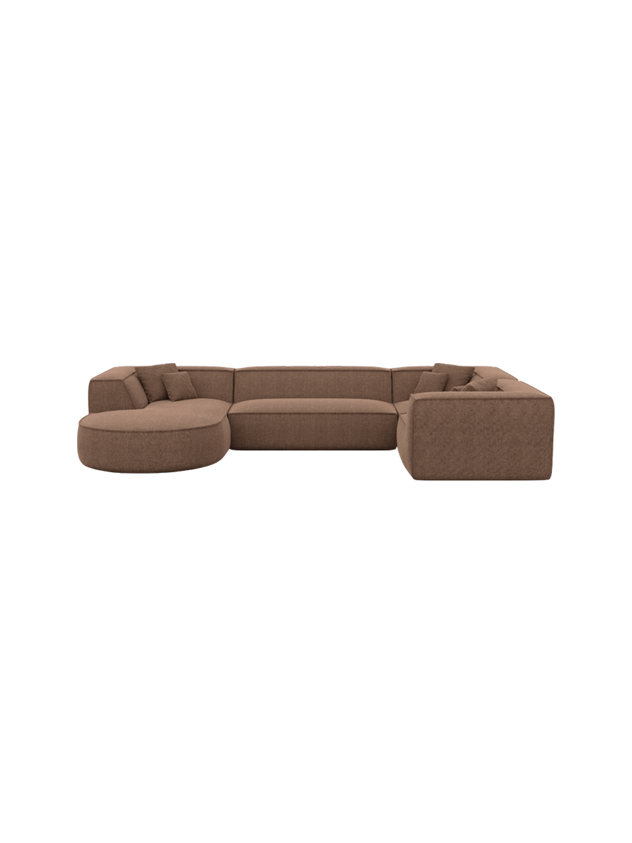 
6-Sitzer Design Panorama-Sofa „Lorenza XL“ mit Strukturstoff-Bezug - Strukturstoff Beige / Lange Seite links