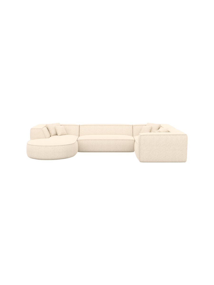 
6-Sitzer Design Panorama-Sofa „Lorenza XL“ mit Strukturstoff-Bezug - Strukturstoff Beige / Lange Seite links