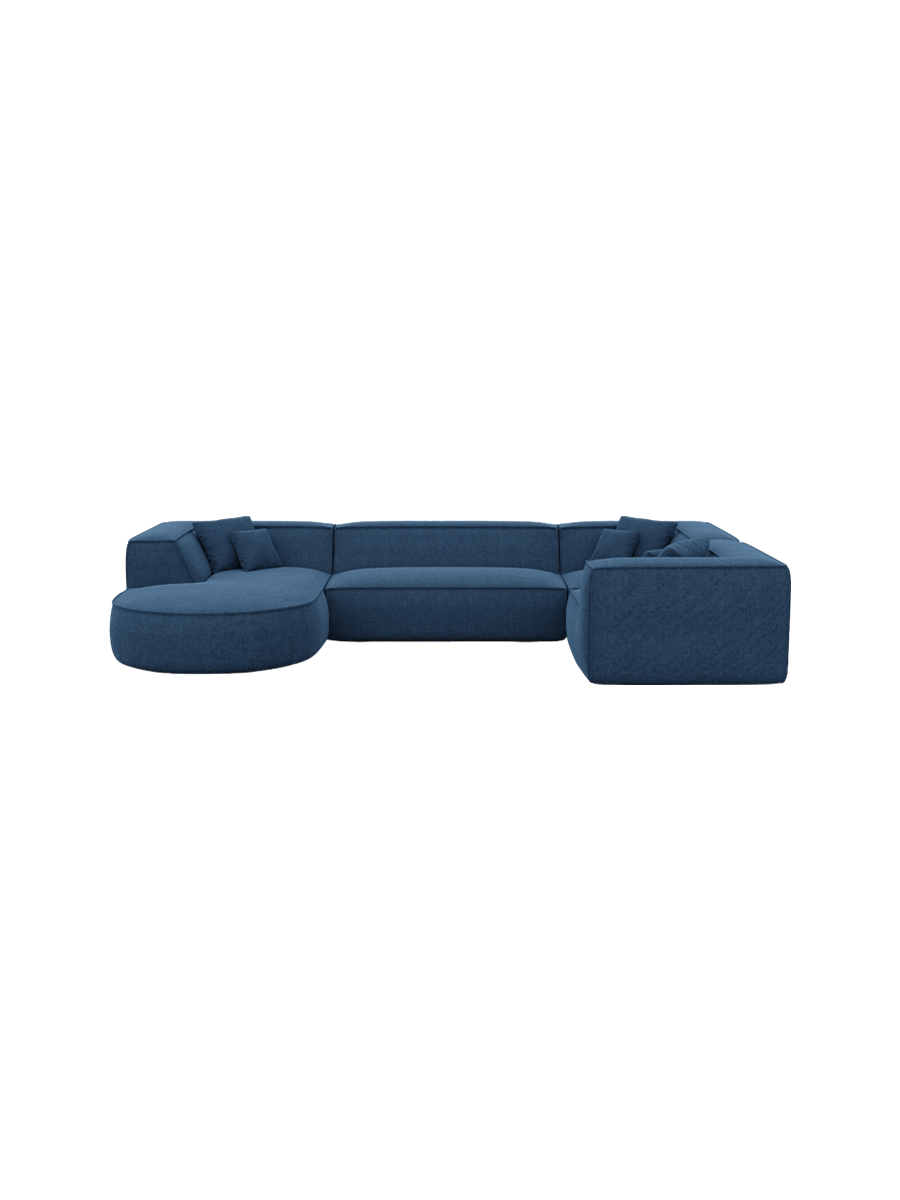 
6-Sitzer Design Panorama-Sofa „Lorenza XL“ mit Strukturstoff-Bezug - Strukturstoff Beige / Lange Seite links