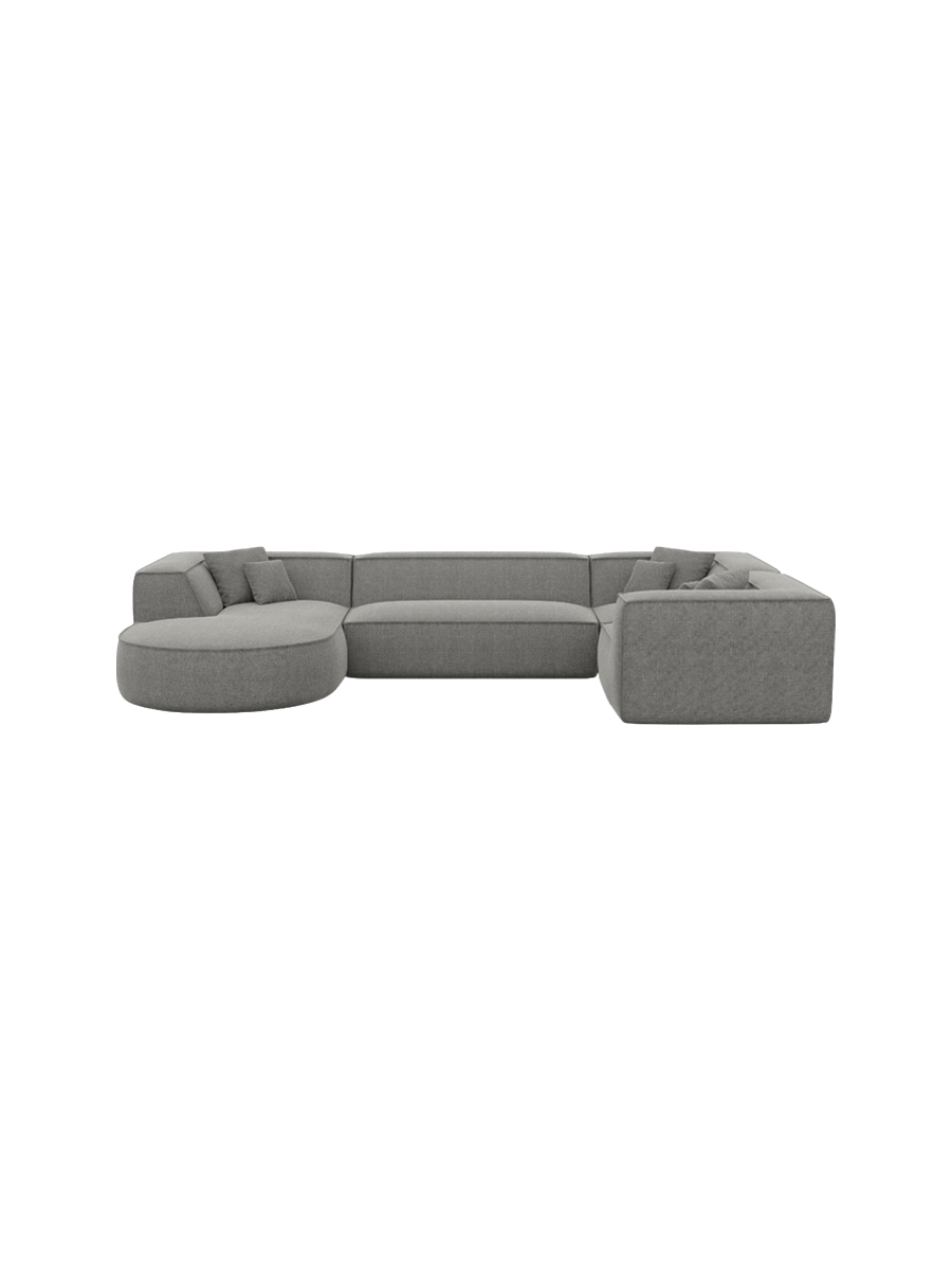 
6-Sitzer Design Panorama-Sofa „Lorenza XL“ mit Strukturstoff-Bezug - Strukturstoff Beige / Lange Seite links