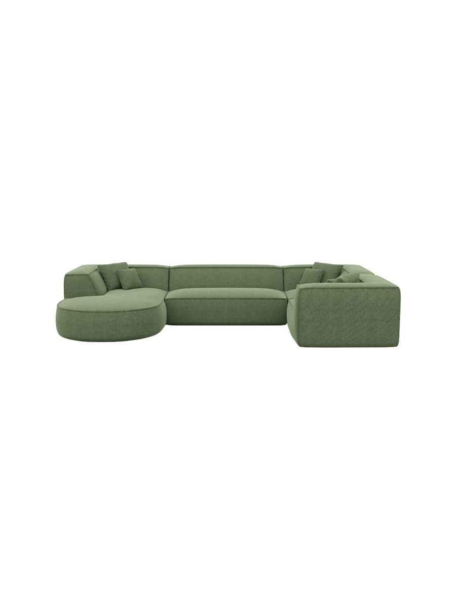 
6-Sitzer Design Panorama-Sofa „Lorenza XL“ mit Strukturstoff-Bezug - Strukturstoff Beige / Lange Seite links