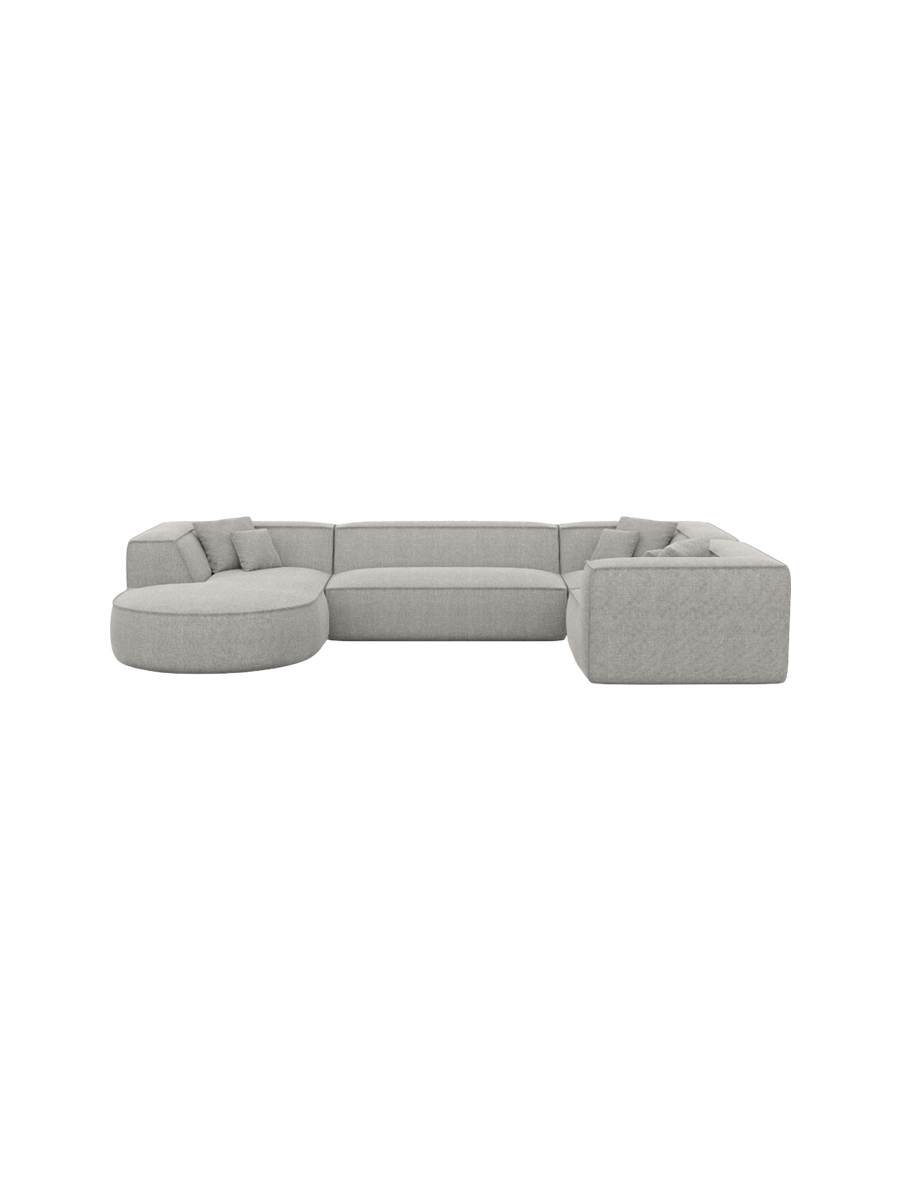 
6-Sitzer Design Panorama-Sofa „Lorenza XL“ mit Strukturstoff-Bezug - Strukturstoff Beige / Lange Seite links