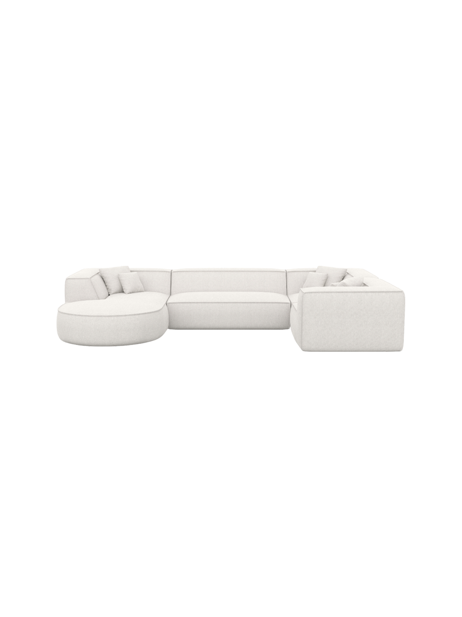
6-Sitzer Design Panorama-Sofa „Lorenza XL“ mit Strukturstoff-Bezug - Strukturstoff Beige / Lange Seite links
