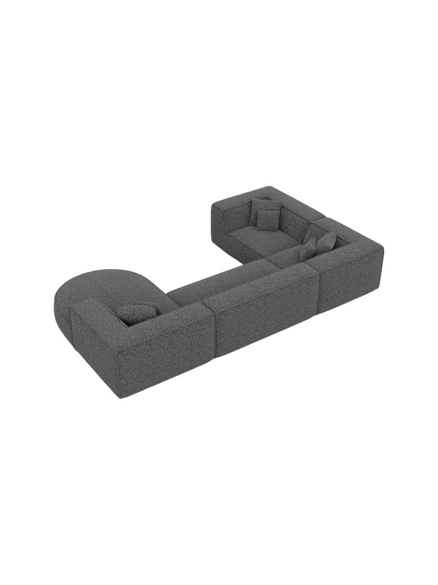 
7-Sitzer Design Panorama-Sofa „Lorenza XL“ mit Bouclé-Bezug - Bouclé Graphit / Lange Seite links