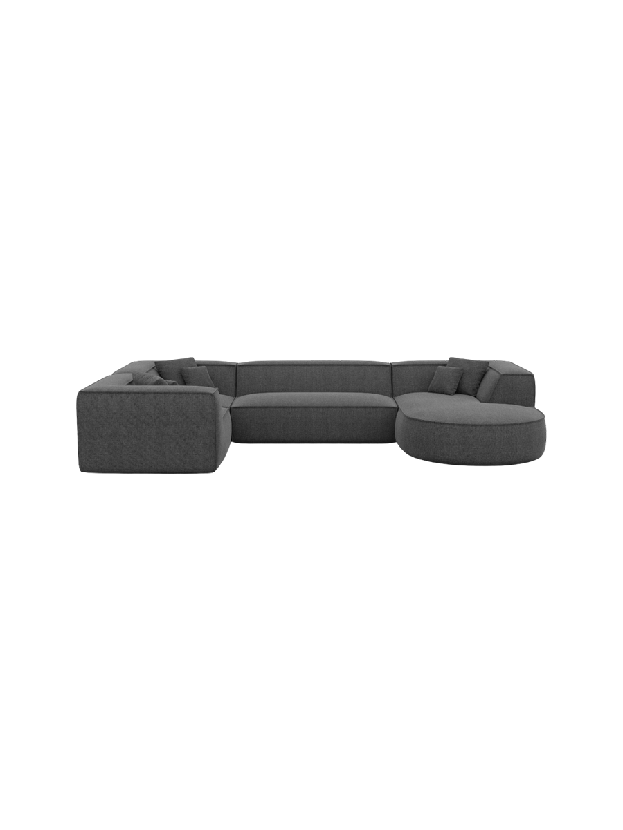 
6-Sitzer Design Panorama-Sofa „Lorenza XL“ mit Strukturstoff-Bezug - Strukturstoff Beige / Lange Seite links