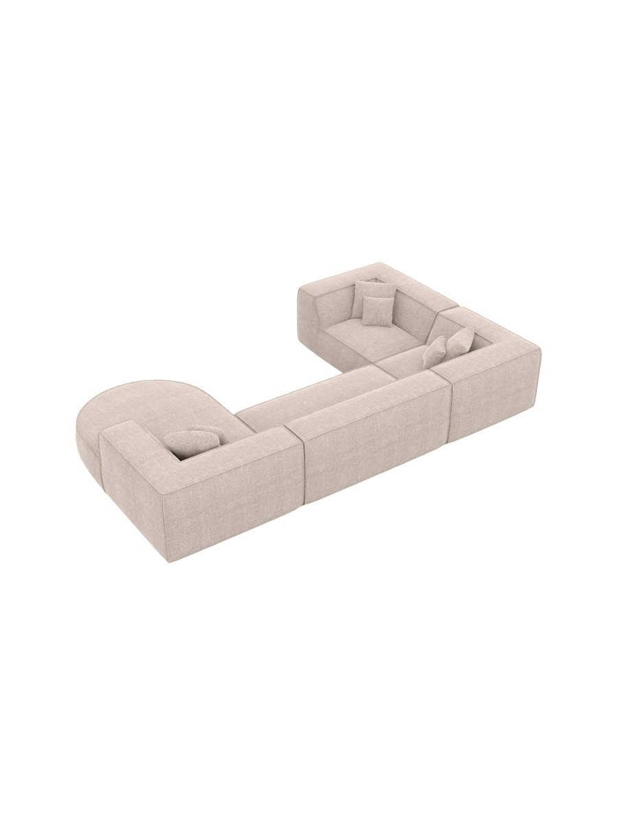 
6-Sitzer Design Panorama-Sofa „Lorenza XL“ mit Strukturstoff-Bezug - Strukturstoff Beige / Lange Seite links