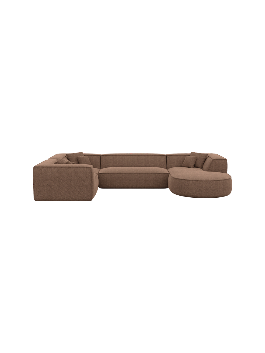
6-Sitzer Design Panorama-Sofa „Lorenza XL“ mit Strukturstoff-Bezug - Strukturstoff Beige / Lange Seite links