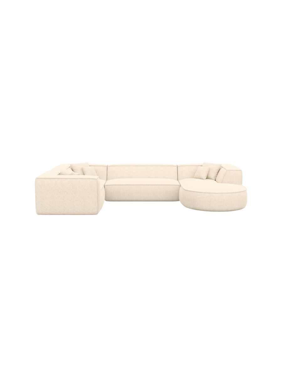 
6-Sitzer Design Panorama-Sofa „Lorenza XL“ mit Strukturstoff-Bezug - Strukturstoff Beige / Lange Seite links
